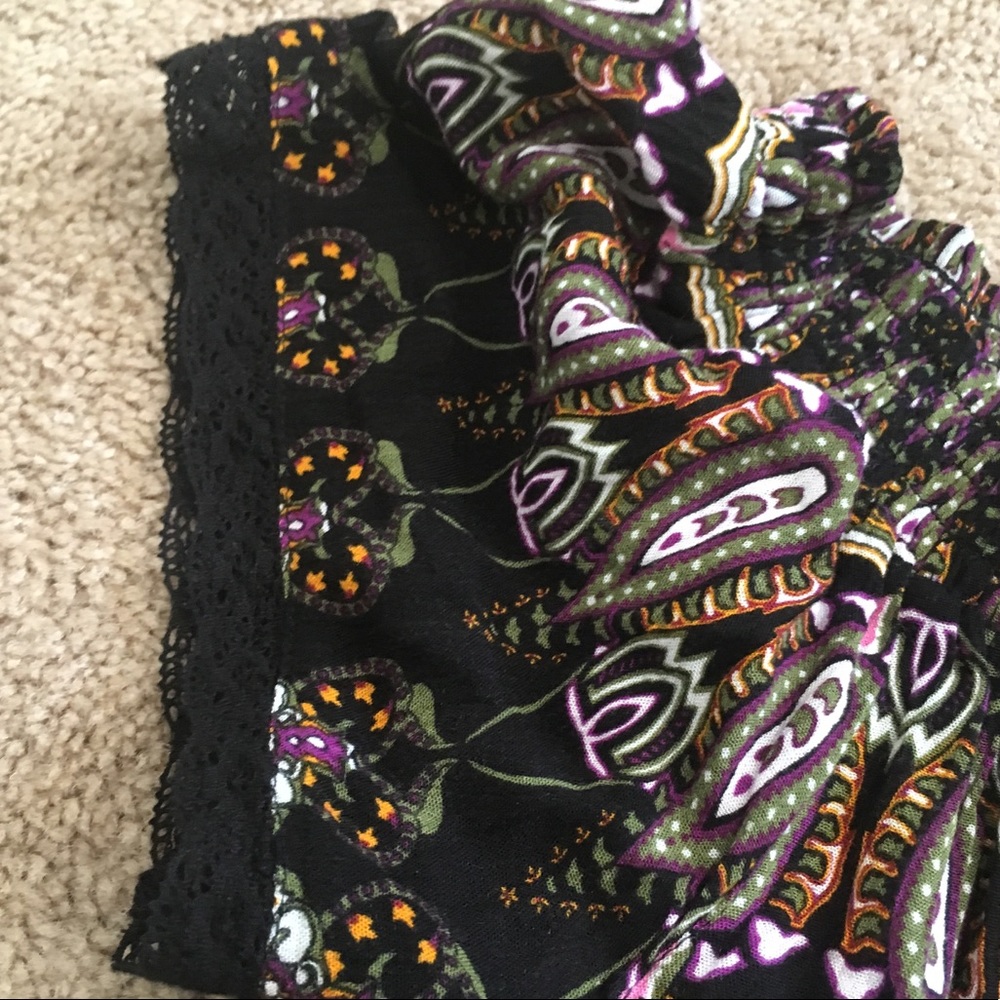 Garage vivid color tribal print lace hemmed crew - Picture 6 of 6